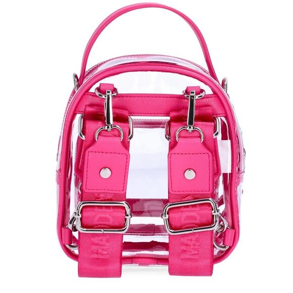 Steve Madden NYC Convertible Mini Backpack Crossbody Clear/ Pink Fuchsia - Picture 2 of 5